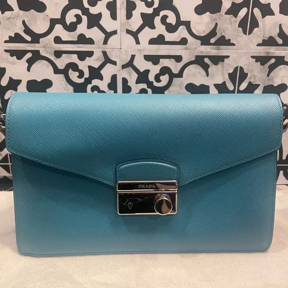 EUC Prada Turchese Saffiano Lux Convertible 2 in 1 Sound Bag - Picture 5 of 16